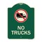Signmission Designer Series-No Trucks With Graphic Green Heavy-Gauge Aluminum, 24" x 18", G-1824-9809 A-DES-G-1824-9809 - alternate 1